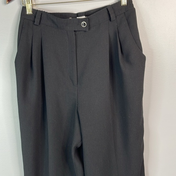 Vintage Lauren Jeffries Pleated Dress Pants Black High Waist Tapered Straight 12 - Picture 3 of 10